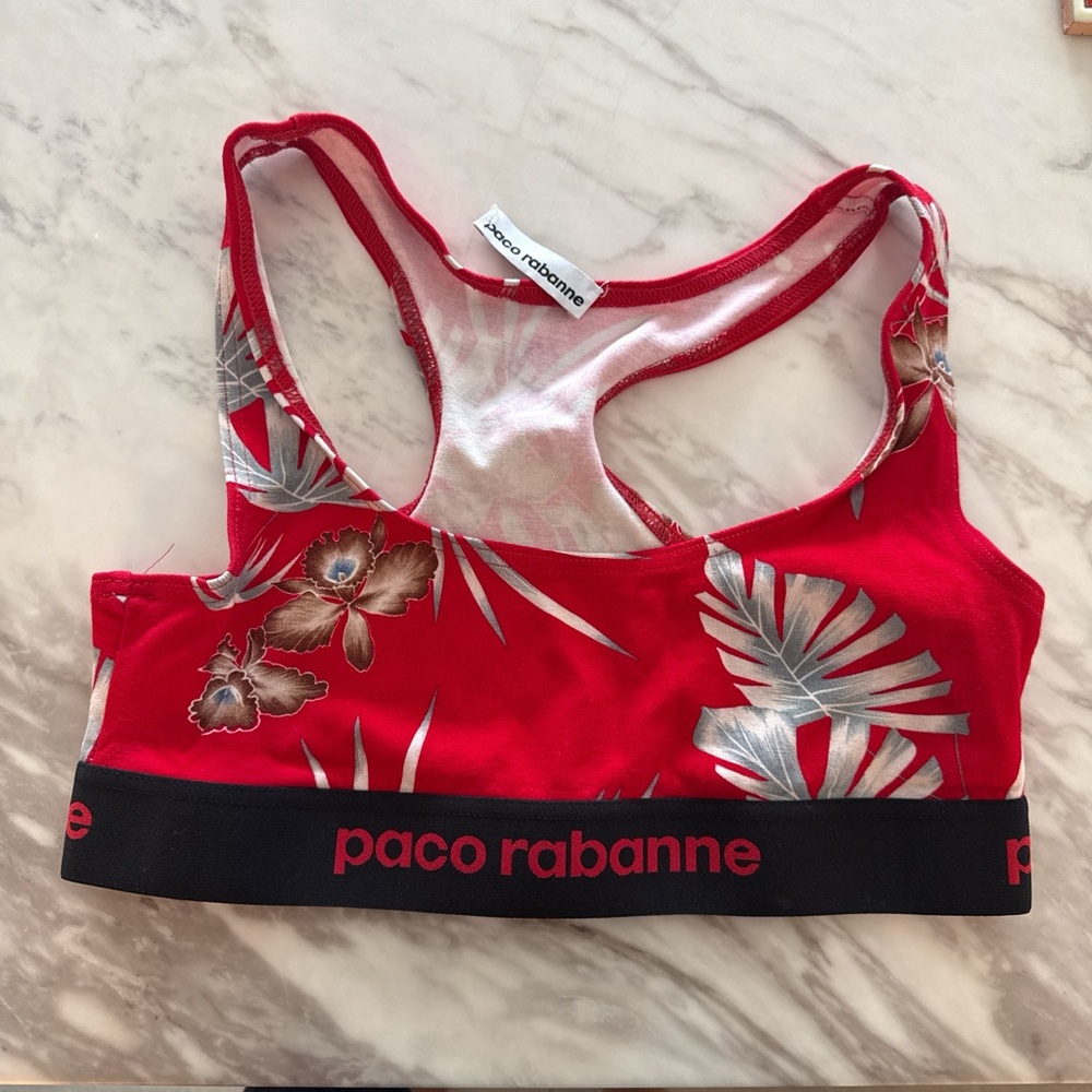 Paco Rabanne Pink and Red Sports Bra